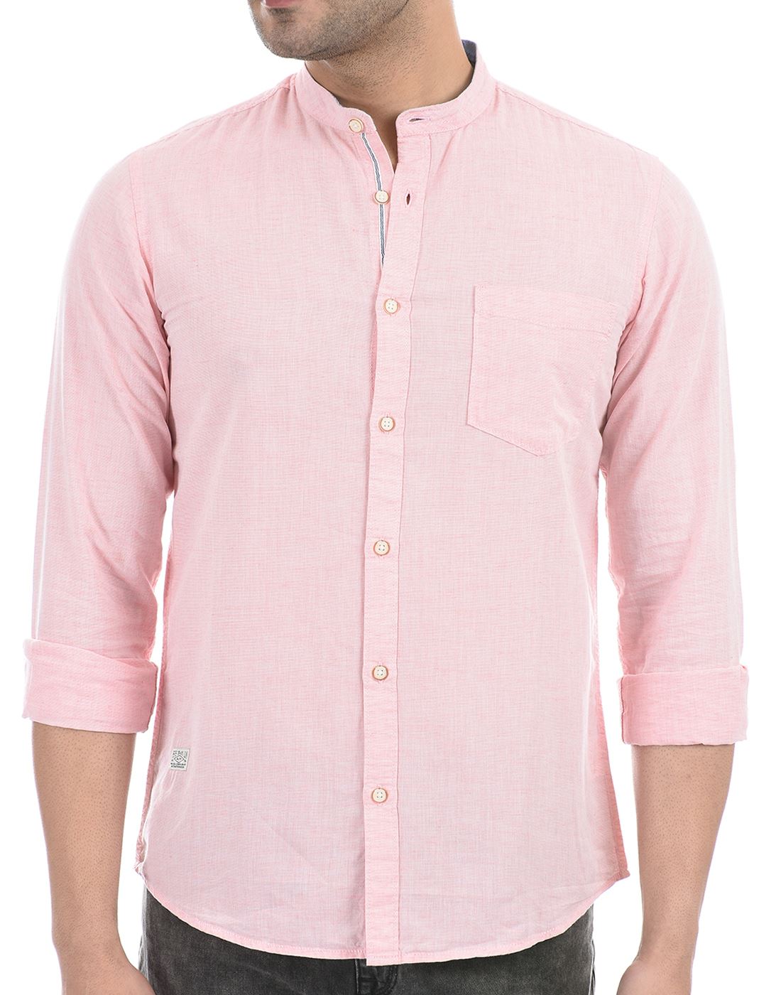 Pepe Jeans Men Casual Wear Pink Solid Shirt